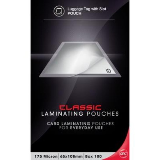 GBC 65X108 175 MICRON LUGG POUCH 100PK