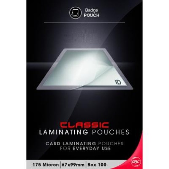 GBC 67X99 175 MICRON POUCH BADGE 100PK