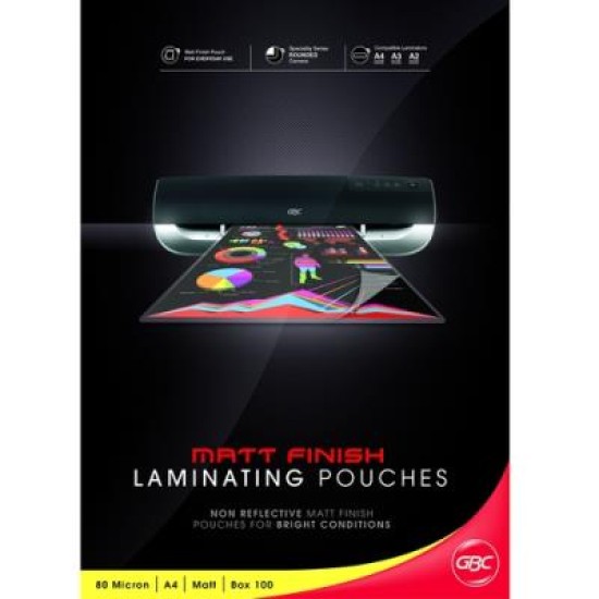 GBC A4 80 MICRON POUCHES MATT 100PK