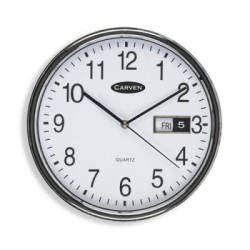 CARVEN WALL CLOCK 285MM SLVR RIM W/DATE