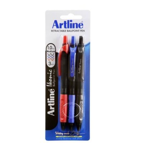 ARTLINE IKONIC BPP GRIP 1MM ASST 3PC