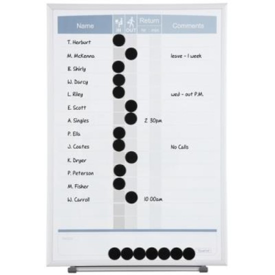 QUARTET MATRIX IN/OUT WHITEBOARD 410X280MM