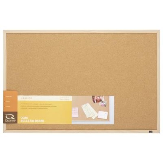 QUARTET OAK FINISH CORKBOARD 580X890MM