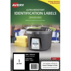 AVERY ULTRA RESISTANT ID LABEL L7917 WHITE 1 UP 10 SHEETS LASER 210X297MM