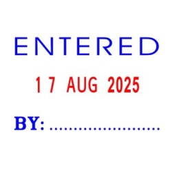DESKMATE SELFINK STAMP ENTERED&DATE BLU
