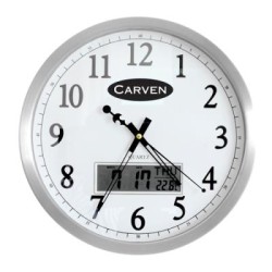 CARVEN 35CM LCD DATE CLOCK ALUMINIUM