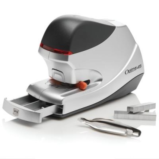 REXEL STAPLER OPTIMA 45 ELEC SILV/BLK