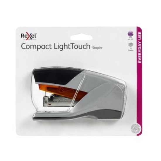 REXEL STAPLER COMPACT L/TOUCH HS GREY