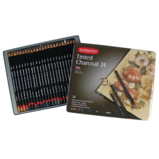 DERWENT TINTED CHARCOAL PENCILS TIN 24