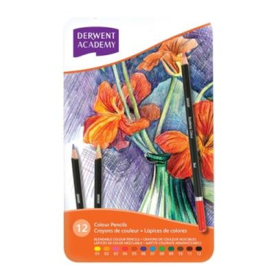 DERWENT ACY PENCILS COLOUR 12 TIN