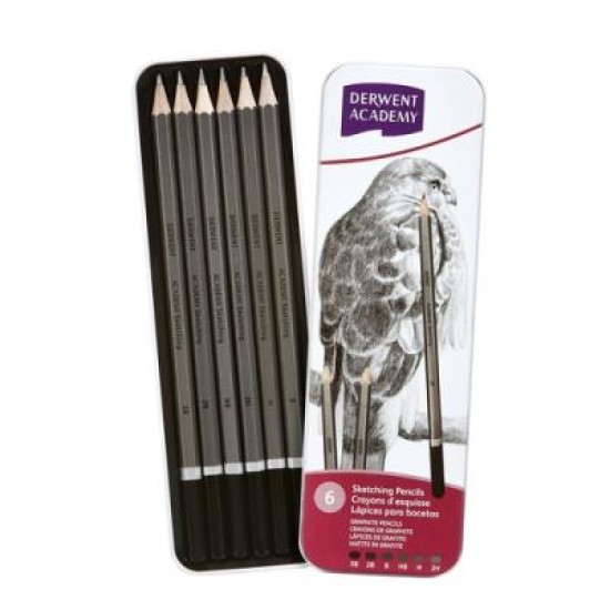 DERWENT ACY PENCILS SKETCHING 6 TIN