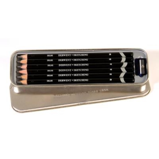 DERWENT SKETCHING PENCILS TIN 6