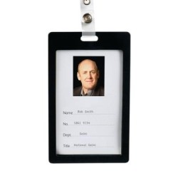 REXEL PLASTIC CARD HLDR BLACK PORTRAIT PK6