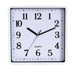 CARVEN WALL CLOCK SQUARE WH FRAME 250MM
