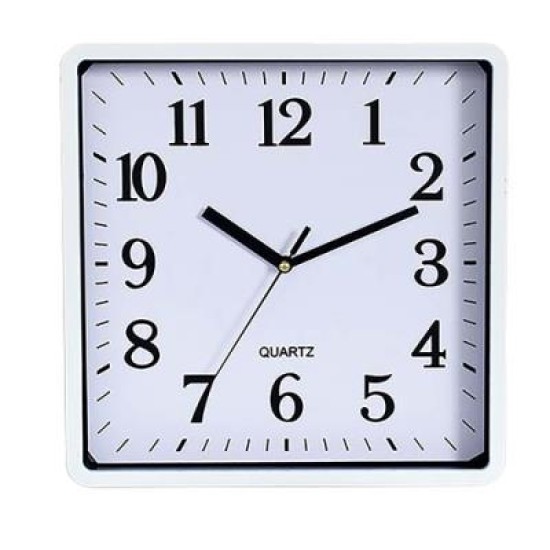 CARVEN WALL CLOCK SQUARE WH FRAME 250MM