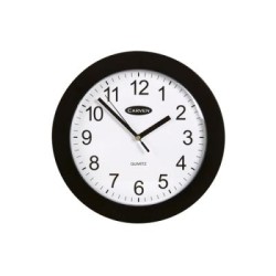 CARVEN WALL CLOCK 250MM PLAST FRAME BLK