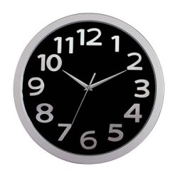 CARVEN WALL CLOCK BLK FCE SLVR NUM 330MM
