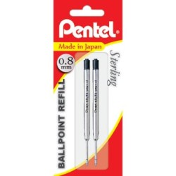 PENTEL B460 STERLING REFILL 0.8 BLK PK2
