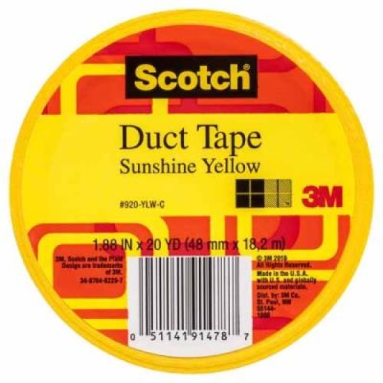 Scotch Duct Tape 920-YLW 48mm x 18.2m Sunshine Yellow