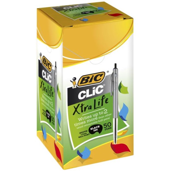 BIC CLIC MEDIUM BALLPEN BLACK BX50