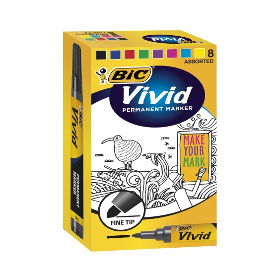 BIC MARKER VIVID PERMANENT MARKER FINE ASTD BX8 (1)