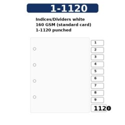 Indices/Dividers white 160 GSM (standard card) 1-1120 punched Indices/Dividers white 160 GSM (standard card) 1-1120 punched