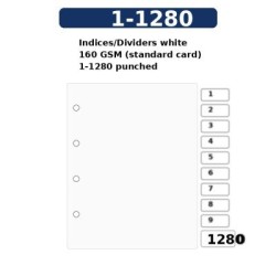 Indices/Dividers white 160 GSM (standard card) 1-1280 punched Indices/Dividers white 160 GSM (standard card) 1-1280 punched