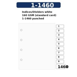Indices/Dividers white 160 GSM (standard card) 1-1460 punched Indices/Dividers white 160 GSM (standard card) 1-1460 punched