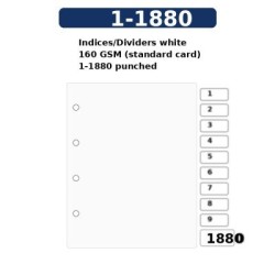 Indices/Dividers white 160 GSM (standard card) 1-1880 punched Indices/Dividers white 160 GSM (standard card) 1-1880 punched