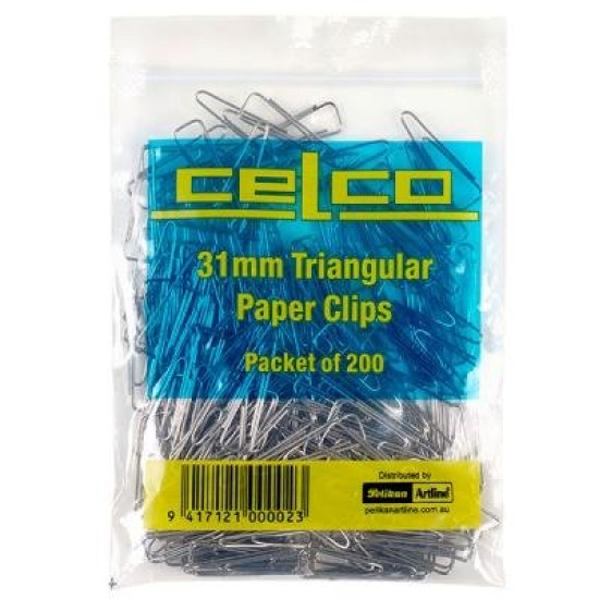 CELCO PAPER CLIP 31MM TRIANGLE PK 200
