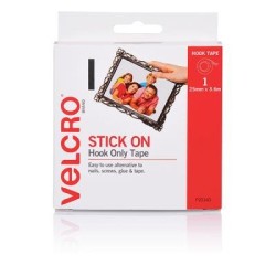 VELCRO STRIP HOOK 25MMX3.6M WHT DISP