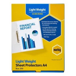 MARBIG SHEETPROTECTORS L/WEIGHT A4 200BX