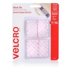VELCRO STICKON TAPE H&L 25X50MM 6SETS WH