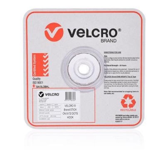 VELCRO SPOTS HOOK 22MM 900 SPOT WHT BULK