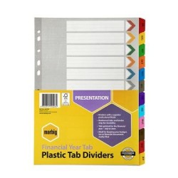 MARBIG A4 YEAR COLOUR TAB DIV