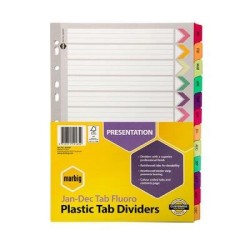 MARBIG DIVDRS REINF BRD FLURO A4 JAN-DECTAB