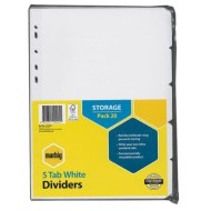 MARBIG DIVIDERS WHITE MNLLA A4 5TAB 20BULK