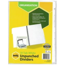 DIVIDER A4 MANILA 10TAB UNPUNC