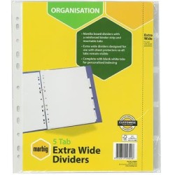 MARBIG DVDRS I/TABS XWIDE WHT MNLLA A4 5TAB
