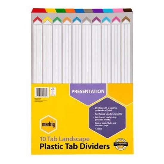 DIVIDER A3 LANDSCAPE 10 TAB
