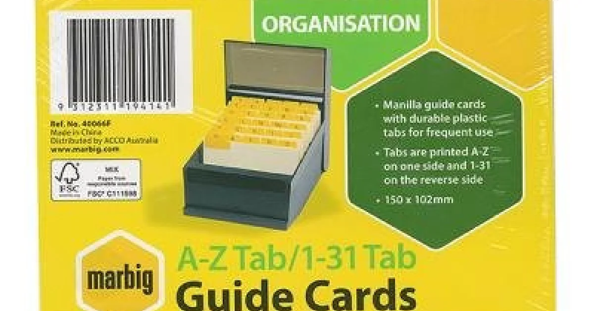 GUIDE CARD A-Z/1-31 6X4 YELLOW