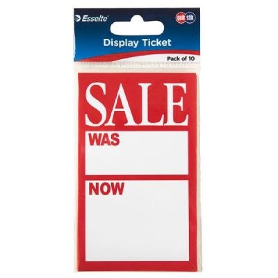 QUIKSTIK DISPLAY TICKETS WAS/NOW PK10