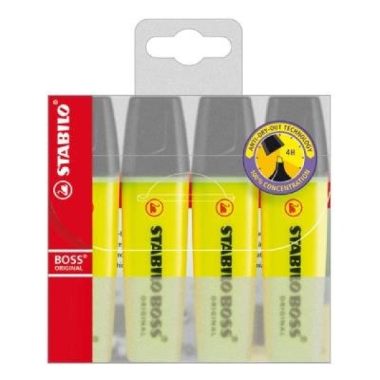 STABILO BOSS 70/4-24 YELLOW PK4