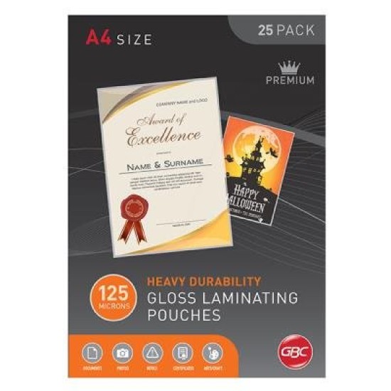 GBC A4 125 MICRON POUCHES SIGNATURE 25PK