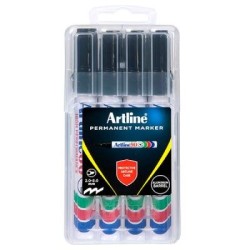 ARTLINE 90 PERM MARKER 5MM CHISEL BK 4PK