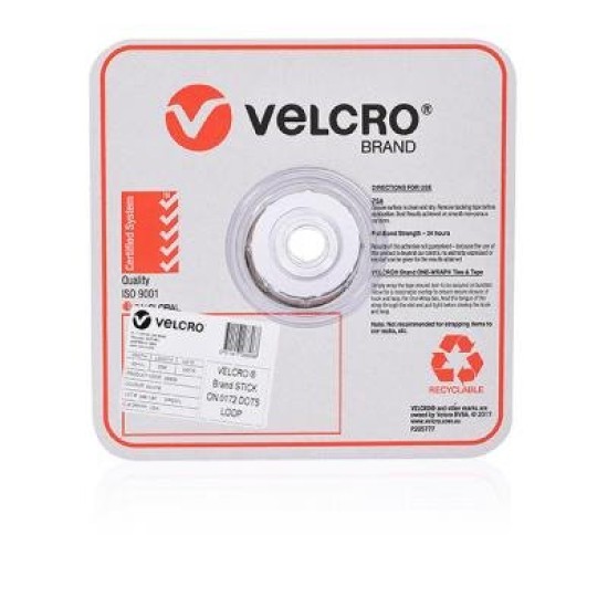 VELCRO SPOTS LOOP 22MM 900 SPOT WHT BULK