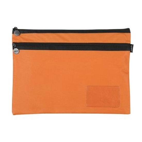 CELCO PENCIL CASE ORANGE 2 ZIP LGE