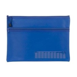 CELCO PENCIL CASE NAME BLUE 2 ZIP LGE