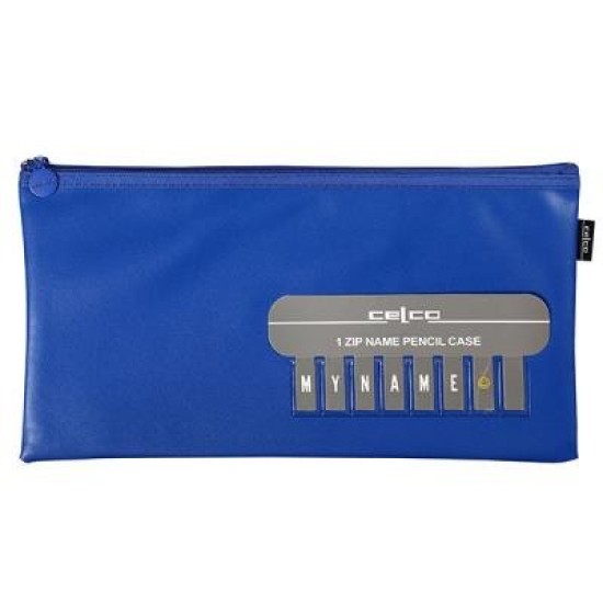 CELCO PENCIL CASE NAME BLUE 1 ZIP MED