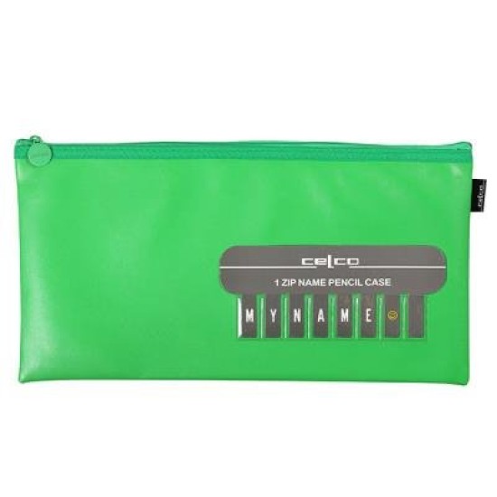 CELCO PENCIL CASE NAME GREEN 1 ZIP MED